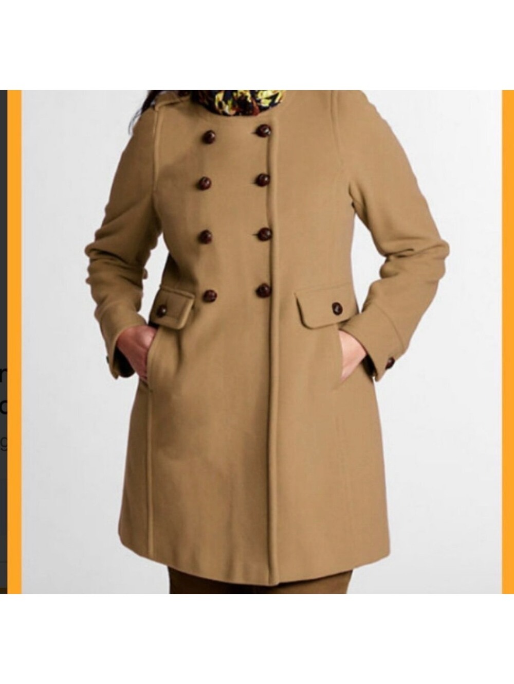 "Lands' End Double-Breasted Wool-Blend Coat - Size 14